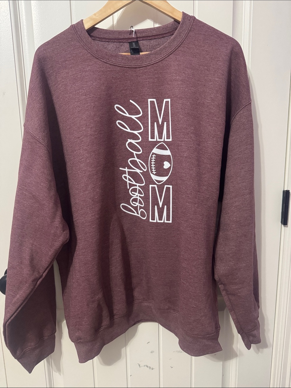 Gildan Maroon 'Football Mom' Crewneck Sweatshirt